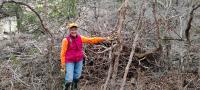 Trail-work-winterspring-2025-Moving-brush-away-from-the-trail